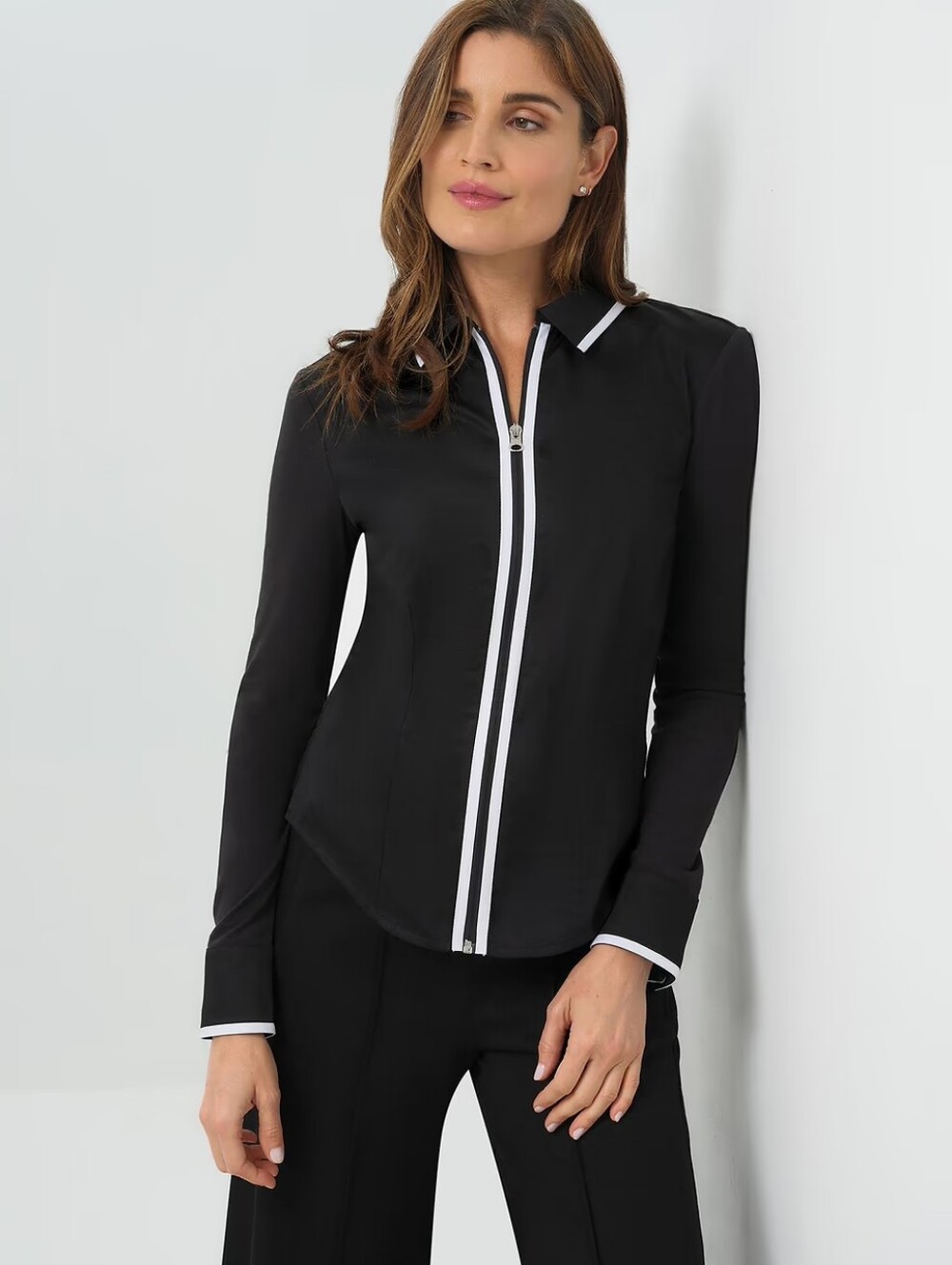 Anatomie Women's XS Bruna Collared Zip Top with Poplin Front New with Tags